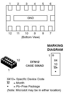 NUF6410 EMI Filter 6 Channel With Integrated ESD Protection