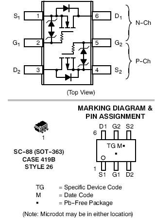 NTJD3158C: Small Signal MOSFET 20V 630mA 375 mOhm Dual Complementary SC ...