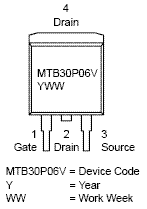 Mtb30p06v Power Mosfet 60v 30a 80 Mohm Single P Channel D2pak