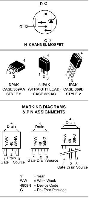 Ntd4808n Single N Channel Power Mosfet 30v 63a 8mw