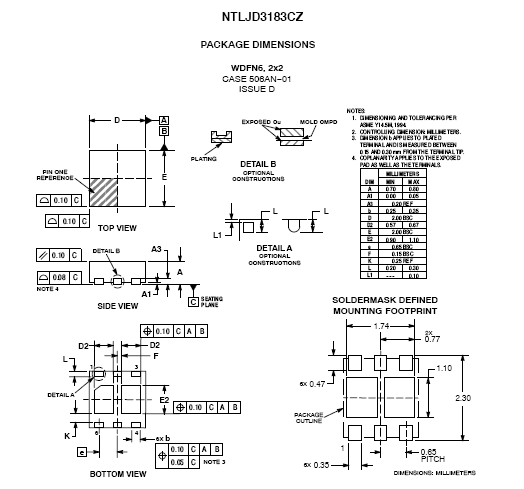 Ntljd3183cz Power Mosfet 20v 3 2a 100 Mohm Dual Complementary Wdfn6 With Esd