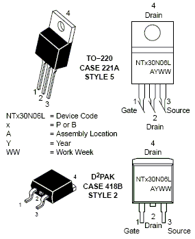 Ntb30n06l Power Mosfet 60v 30a 46mohm Single N Channel D2pak With Logic Level